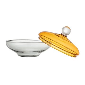 Bloomingville Aufbewahrungsschüssel Danni Schale mit Deckel Gelb, Glas Vorratsdose Behälter Gefäß Dose dänisches Design