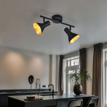 etc-shop LED Deckenspot, Leuchtmittel inklusive, Warmweiß, Decken Spot gold verstellbar Wohn Zimmer Metall Leuchte