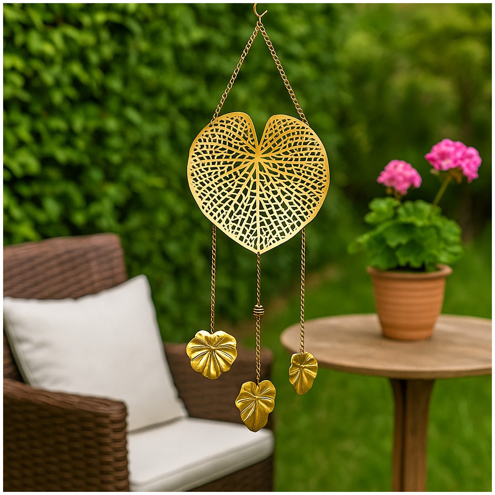 HTI-Living Gartenfigur Hängedeko Metall goldfarben Blätter, günstig online kaufen
