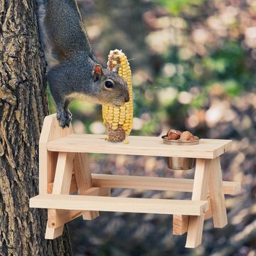 relaxdays Futterspender Eichhörnchen Tisch mit Tränke
