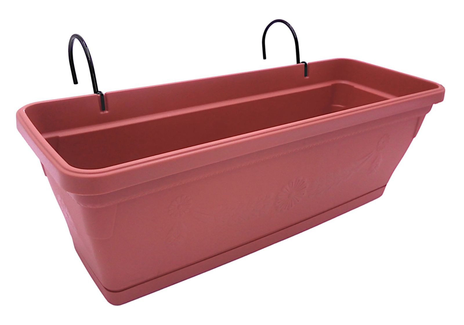 Stefanplast Pflanzkübel Balkonkasten terrakotta 50cm mit Halterung Blumenkasten Pflanzkasten