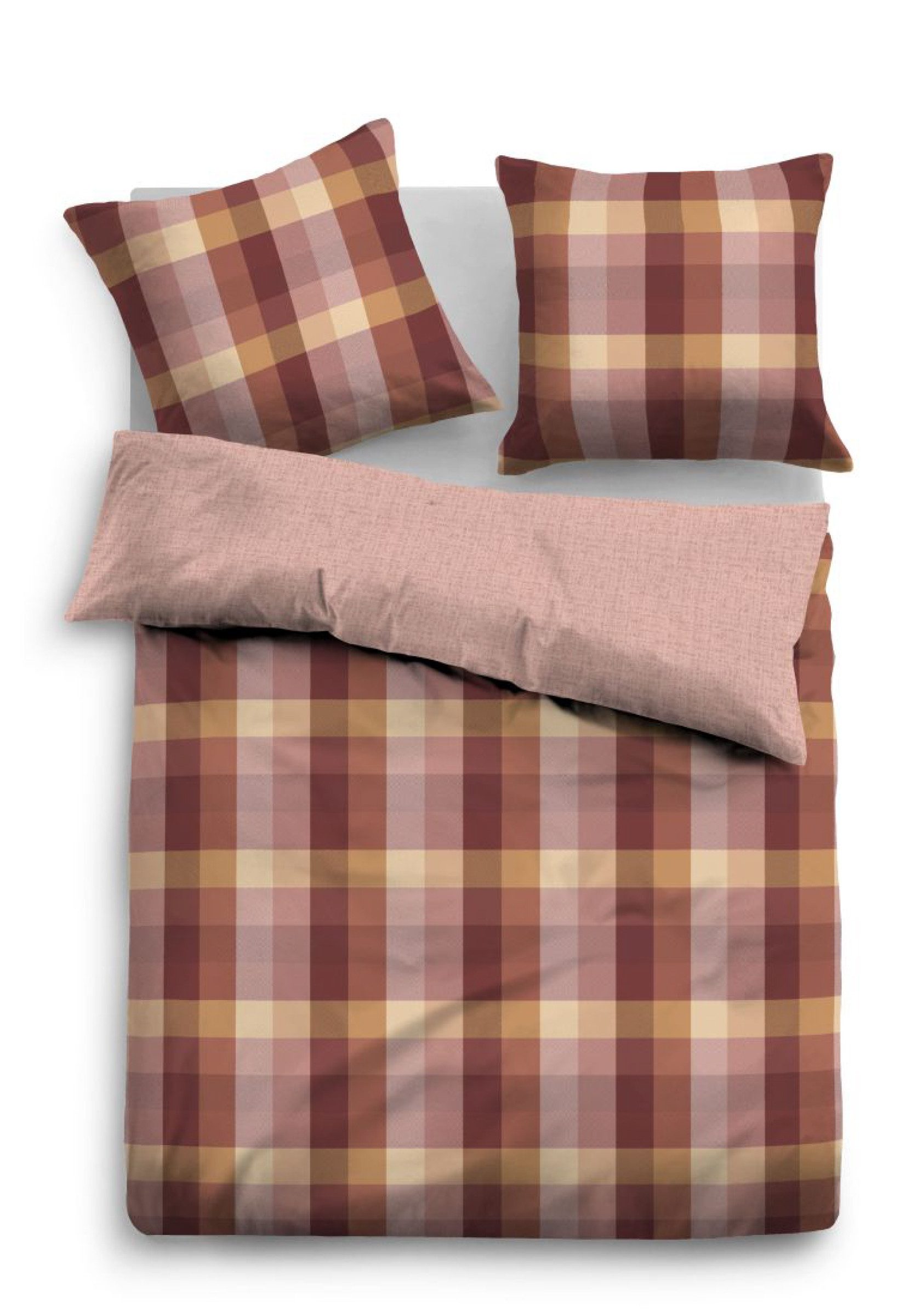 Biberna Bettwäsche Tom Tailor Flanell Biber Bettwäsche 200x200 + 2x 80x80 cm in Lachs, Flanell, Doppelbettgarnitur, Flanell
