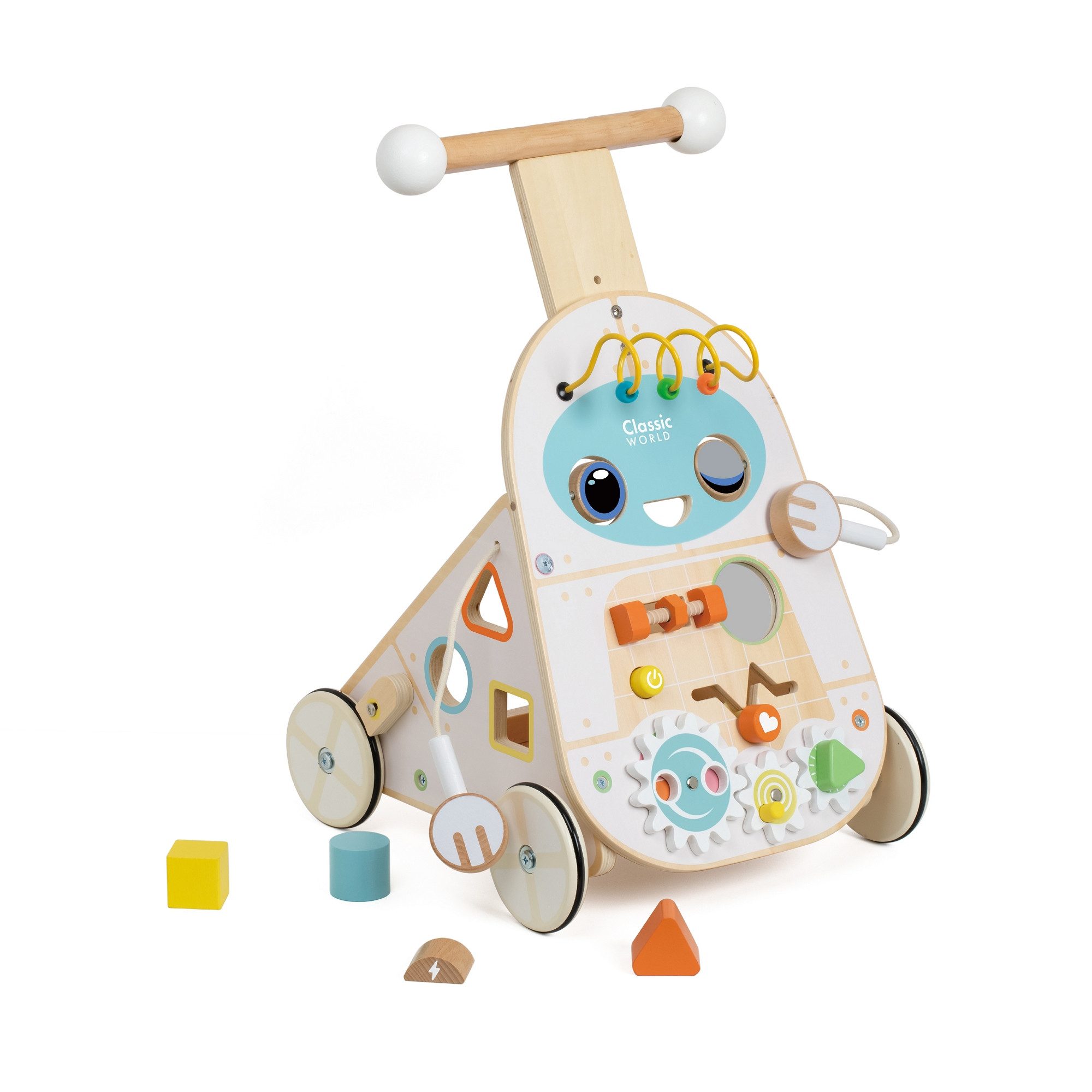 Classic World Lauflernhilfe Classic World - Lauflernwagen Roboter - 30,7x35,5x47,9cm -ab 12 Mon., aus Holz