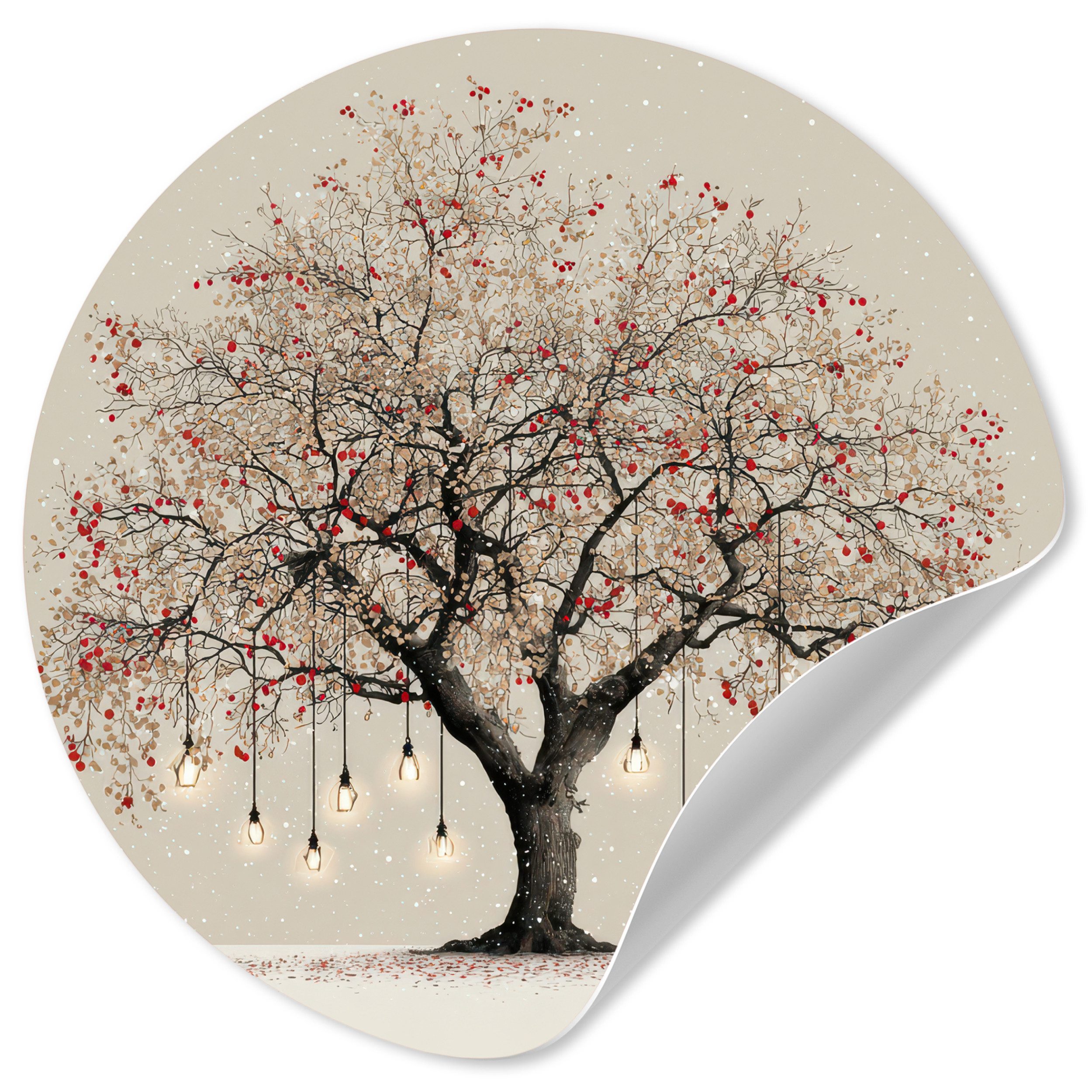 MuchoWow Wandsticker Lichterbaum - Winter - Weihnachten - Mehrfarbig (1 St), Wandtattoo Selbstklebend, Wohnzimmer Deko Aufkleber, 30x30 cm