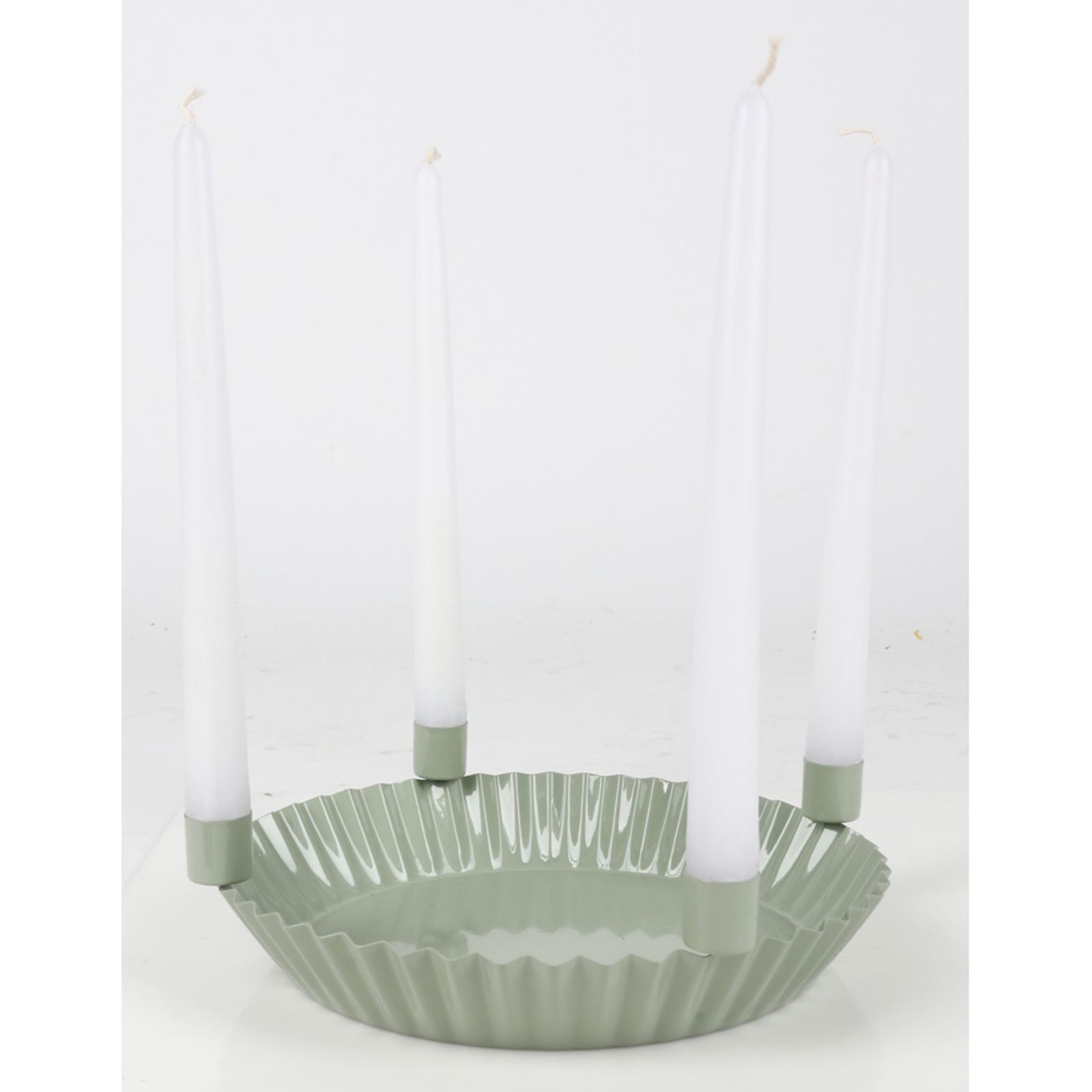 BURI Kerzenständer WH Metallschale mit 4 Kerzenhaltern 20 x 6 cm 8 Stück