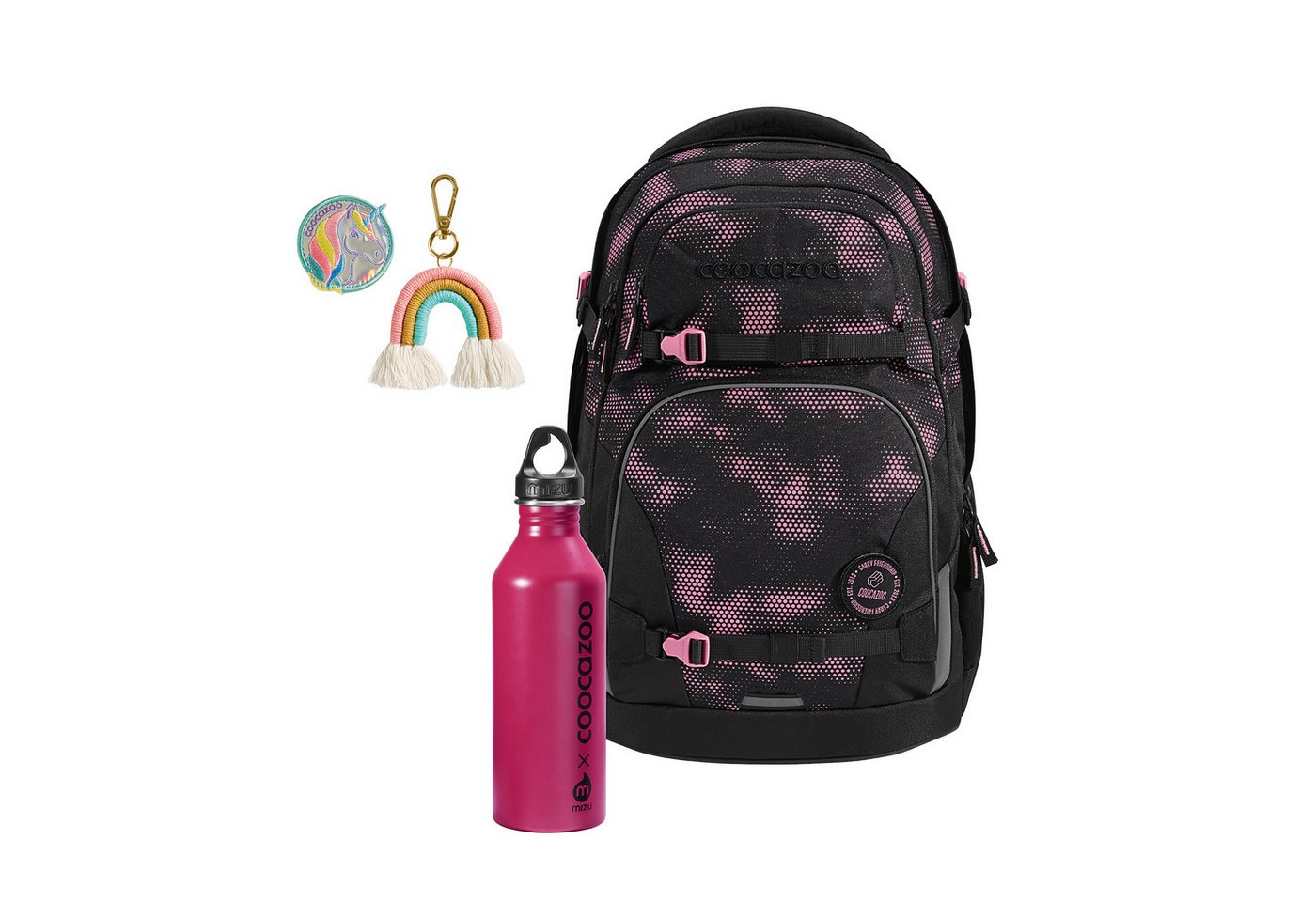 coocazoo Schulranzen Schulrucksack-Set PORTER, Trinkflasche COLOUR UP (3-tlg)
