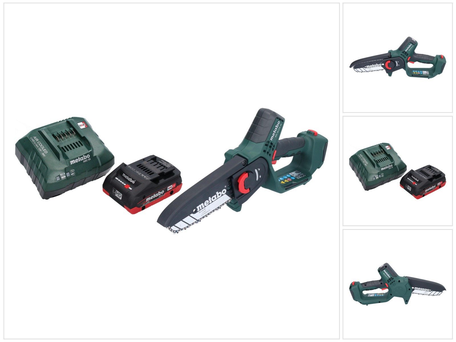 metabo Akku-Kettensäge MS 18 LTX 15 Akku Gehölzsäge 18 V 15 cm 5 m/s + 1x Akku 4,0 Ah