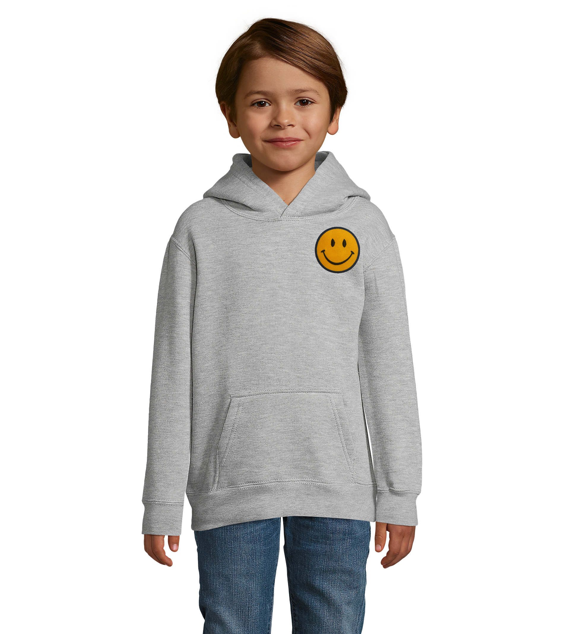 Blondie & Brownie Hoodie Hoodie Kinder Kapuzenpullover Smiley Face Patch Grinser Freizeit Look Premium Kinder Kapuzenpullover Happy Patch