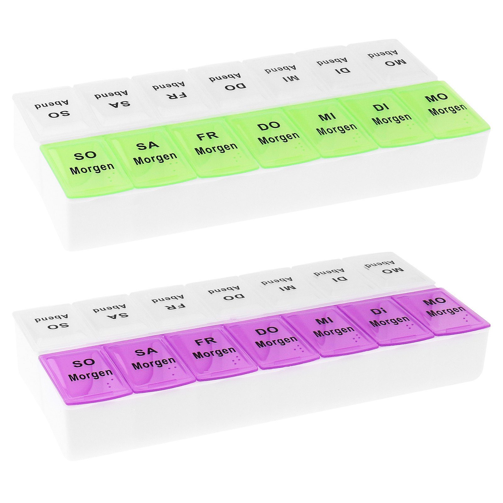 Pillendose 2x Tablettenbox für 7 Tage mit je 2 Fächer pro Tag