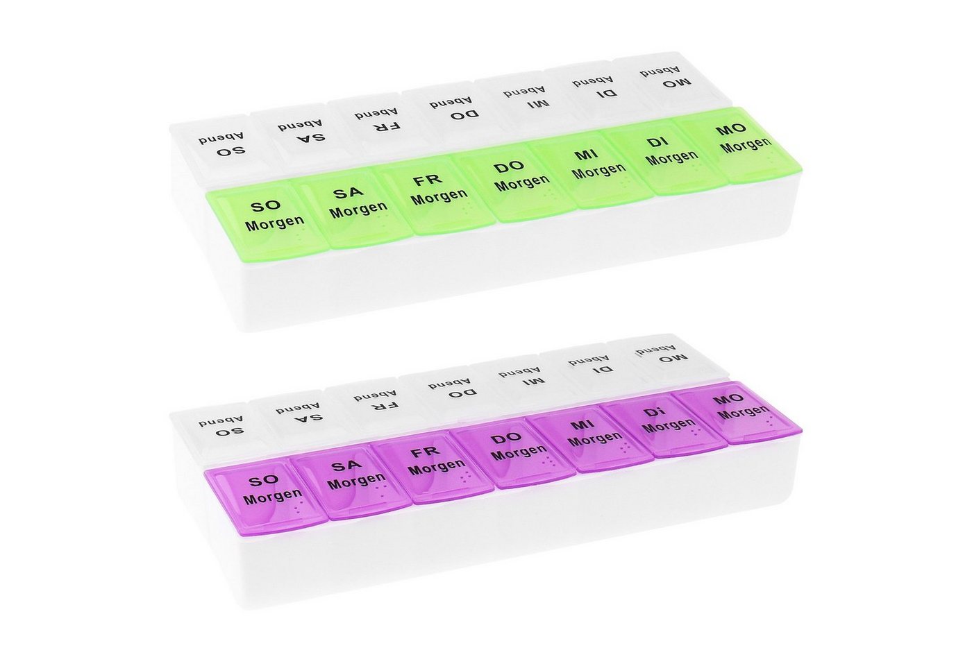 Wellgro Pillendose 2x Tablettenbox für 7 Tage mit je 2 Fächer pro Tag