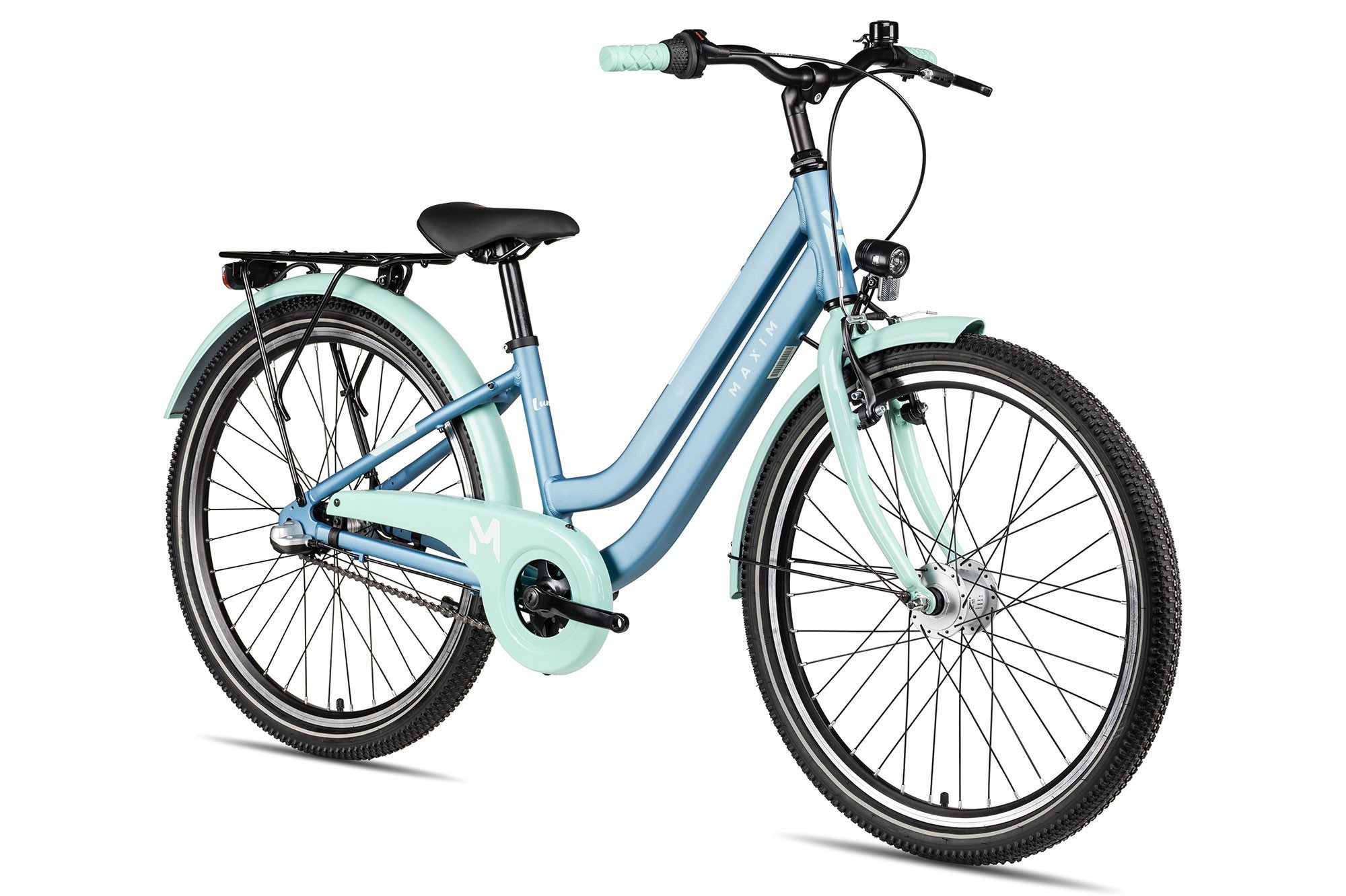 Maxim Kinderfahrrad Luna 24-3 Nexus, 3 Gang Shimano Nexus SG-3C41 Schaltwerk, Nabenschaltung Rücktritt, Straßenausstattung blau