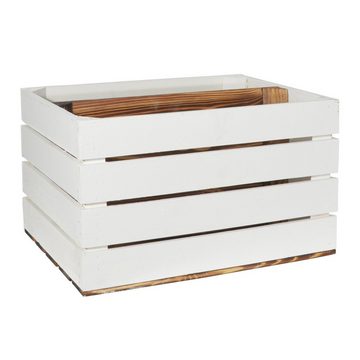 CHICCIE Holzkiste Langes Regal Geflammt Weiß 50x40x30cm - Kiste (1 St)
