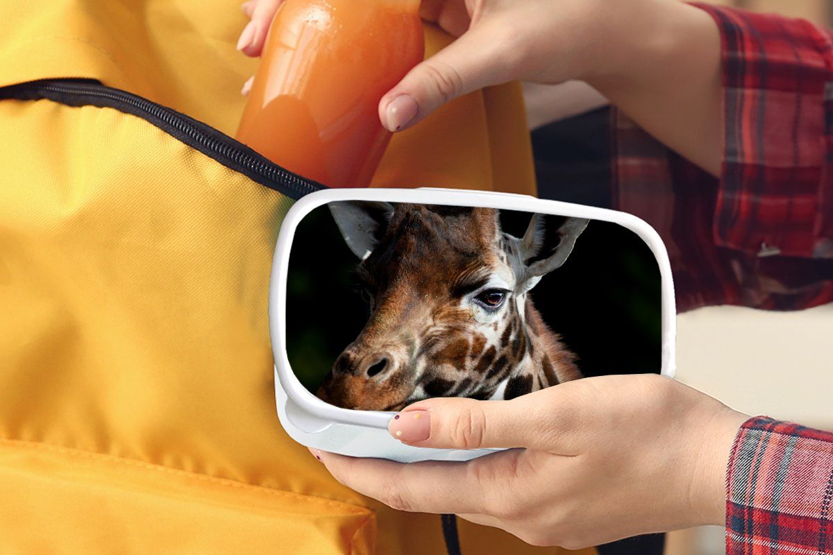 Schwarz, MuchoWow Brotdose, - für Lunchbox - Kinder Giraffe (2-tlg), und Leicht Jungs Brotbox Erwachsene, weiß und Kunststoff, Mädchen für
