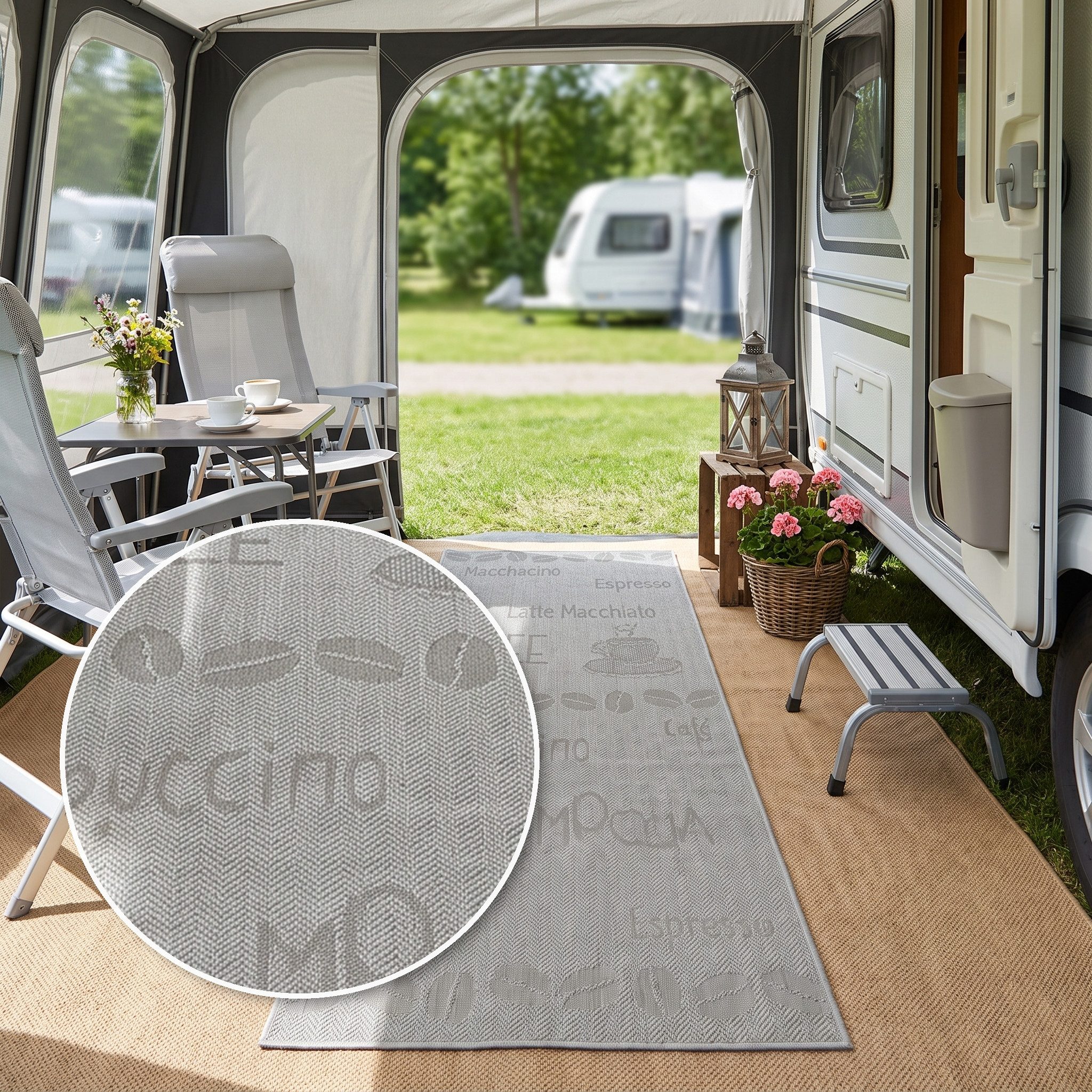 OTTO home Läufer Coffee, Kaffee-Motive, In- und Outdoor geeignet, rechteckig, Höhe: 5 mm, Wetterfest, UV-beständig, Küchenläufer, Camping, Balkon