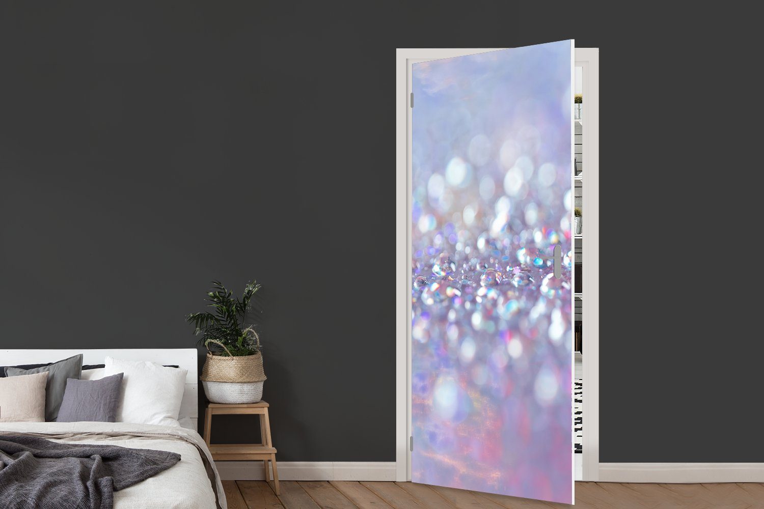 cm 75x205 - bedruckt, Türaufkleber, Abstrakt Gestaltung Tür, Fototapete Wasser Matt, - Türtapete - (1 St), für Licht, MuchoWow