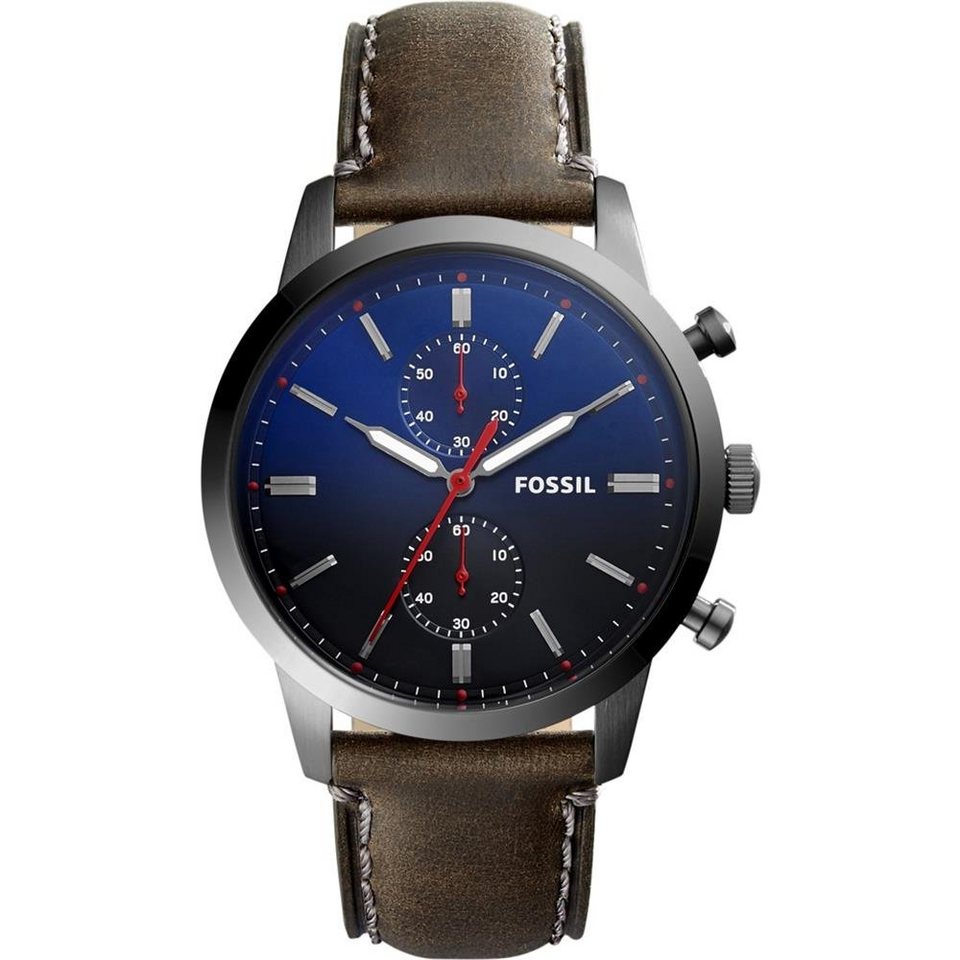 Fossil Chronograph Fossil Herren Armbanduhr FS5378 Townsman Edelstahl Leder  braun, (1-tlg)