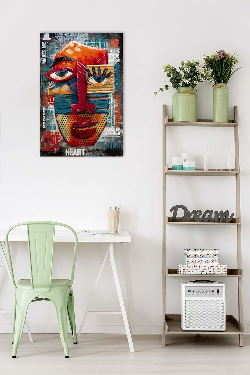 60x90 handgefertiges KUNSTLOFT 3D Wandrelief Joy cm, Metallbild Colourful