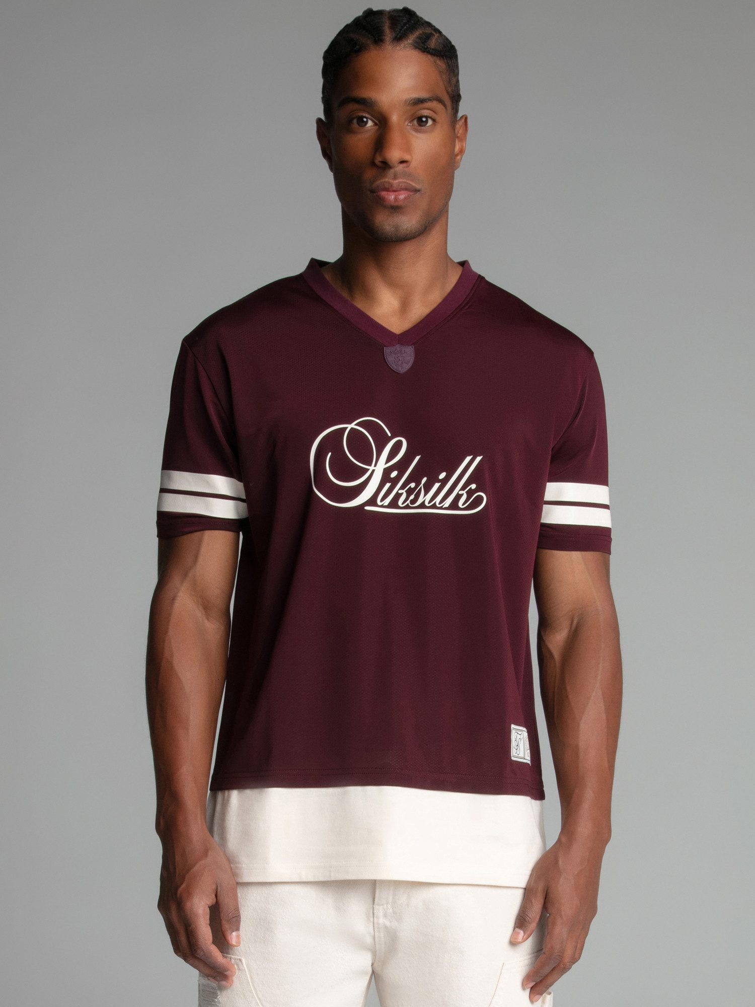 Siksilk Kurzarmhemd SikSilk Herren Bordeaux Fußball T-Shirt