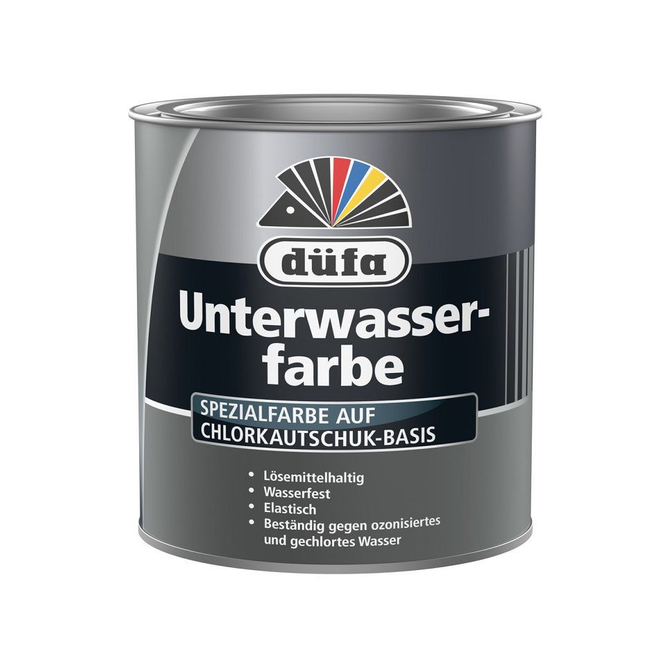 düfa Lack Unterwasserfarbe blau 750 ml Glänzend Poolfarbe Schwimmbadfarbe, auf Chlorkautschuk-Basis für eine wasserfeste Beschichtung