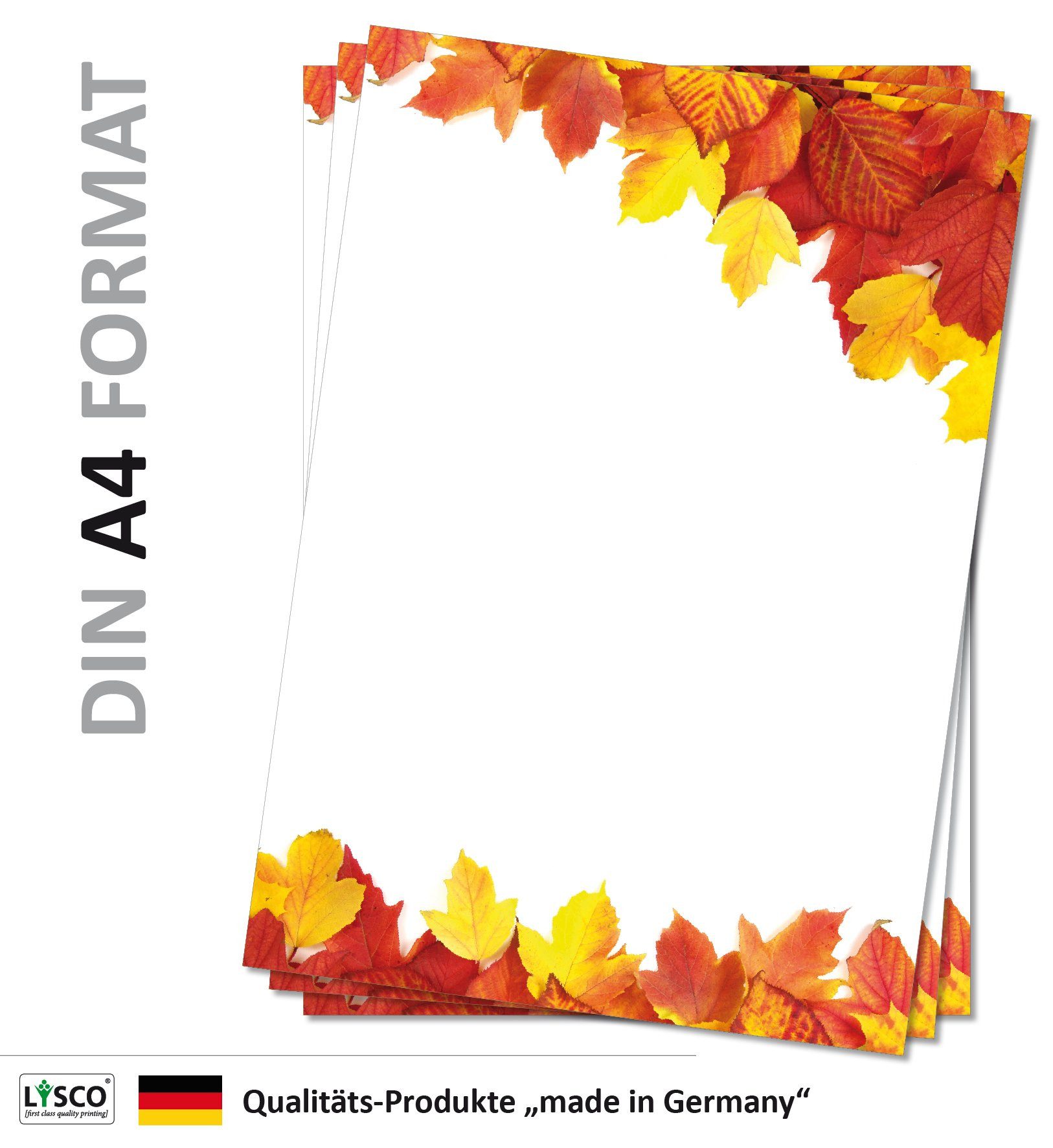 LYSCO Briefpapier Motivpapier Laubfall Blätter Blatt Herbst DIN A4 gut beschreibbar, herbstliches Flair, für alle Drucker geeigent. – Bild 3 von 3