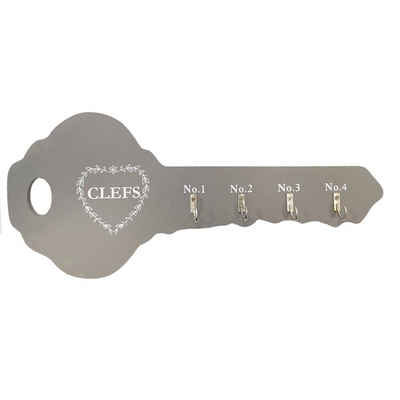 Mojawo Schlüsselkasten Schlüsselboard Schlüsselbrett Schlüsselleiste Schüsselkasten 4 Haken B38cm Grau