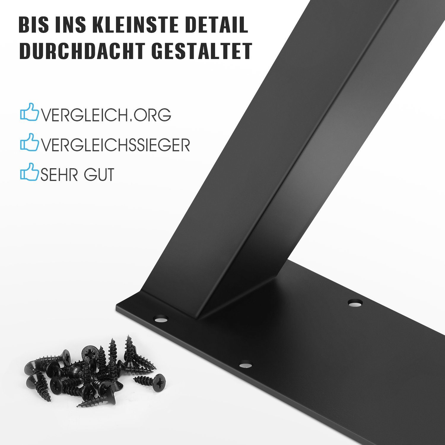 2 Stück Tischuntergestell Tischbeine Tischgestell, Metall X-förmige Rechteck Rostfreies Tischkufen Langlebig LETGOSPT x 71 Industriedesign, Tischbein Schwarz cm Rostfreies und 45 cm