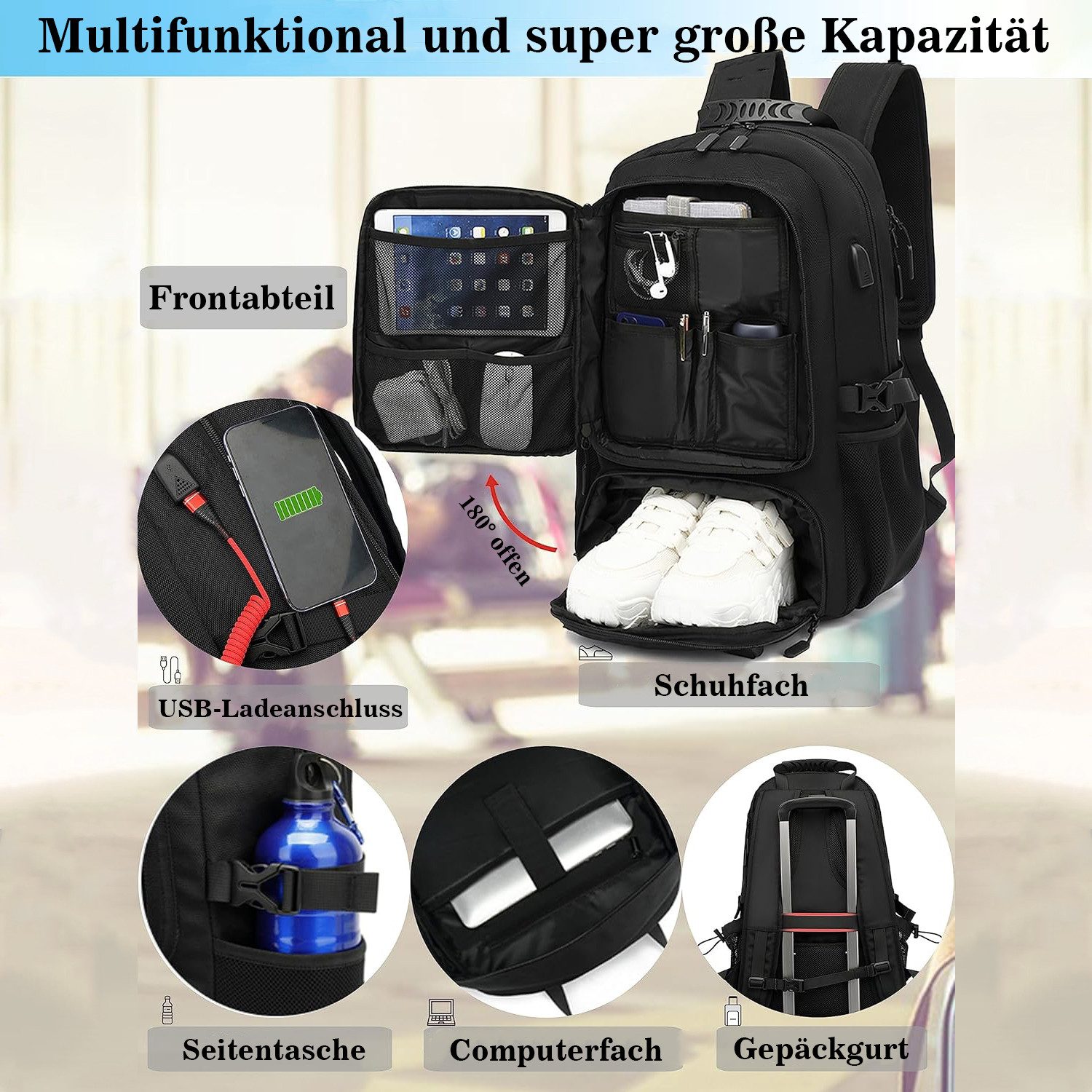 REDOM Reiserucksack Erweiterbar Handgepäck Rucksack Rucksäcke günstig online kaufen