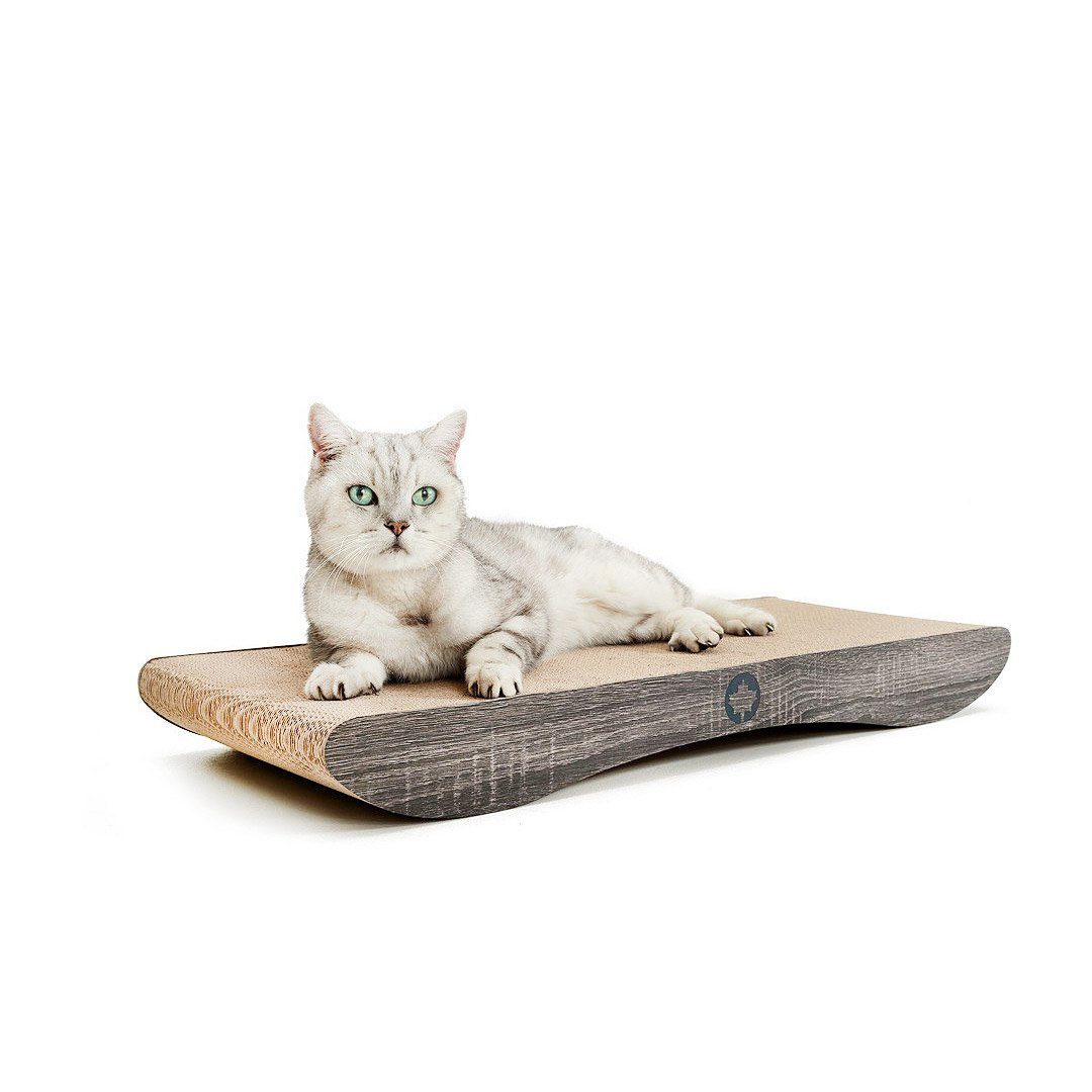 Canadian Cat Company Kratzbrett COMET, (dunkelgrau, Größe XL, ca. 75x30x8cm), Kratzkarton, XL Qualitäts-Pappe, inkl. Katzenminze