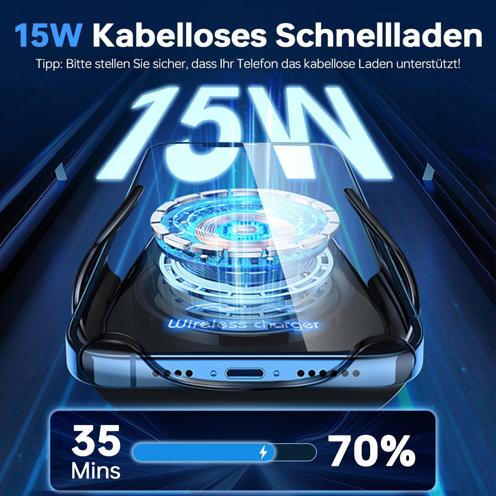 neue dawn Handy-Halterung Kabelloses Ladegerät Auto Handyhalterung Induktives für iPhone Samsung – Bild 2 von 5