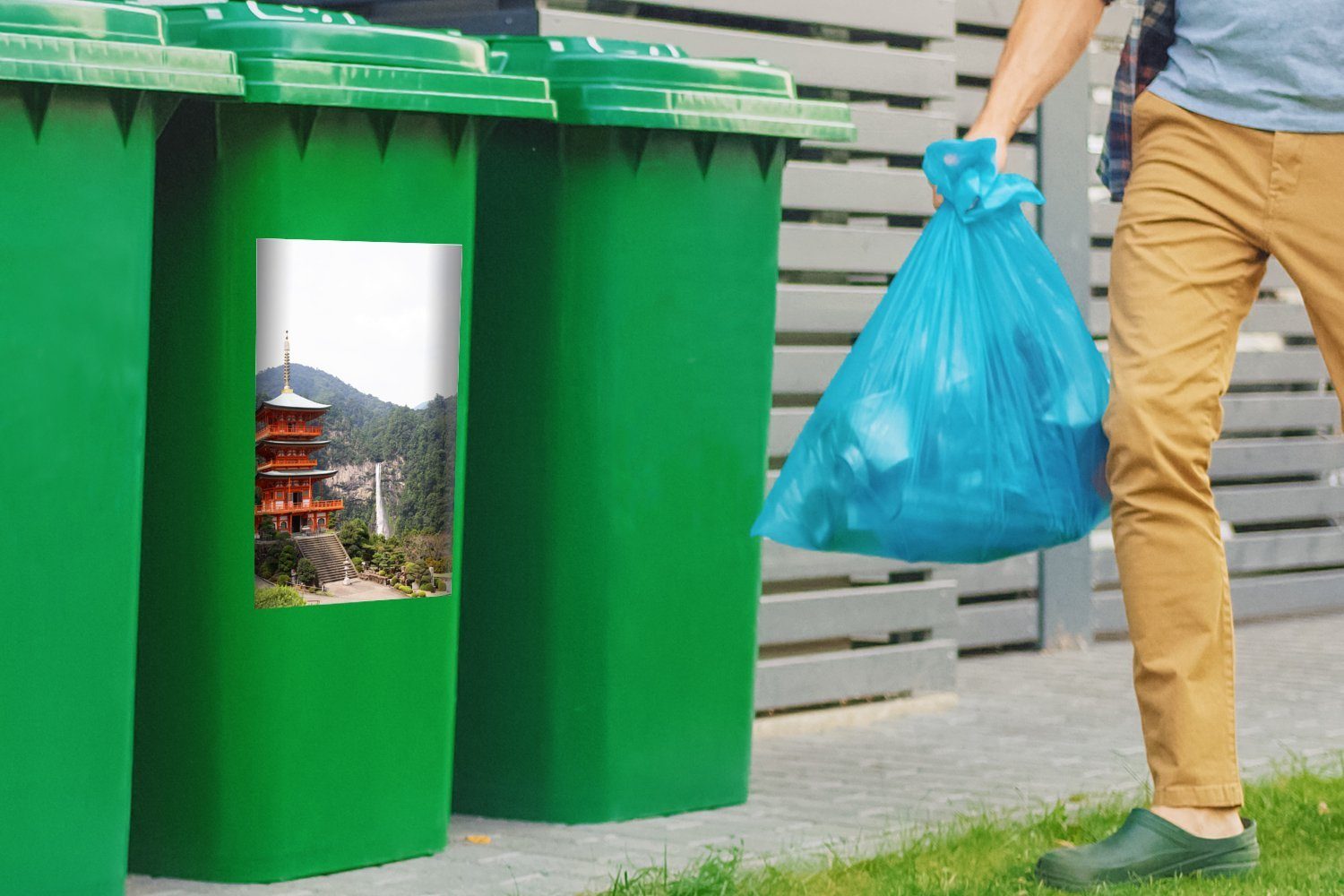 Abfalbehälter (1 des Berges auf Gipfel MuchoWow Mülltonne, Container, St), Mülleimer-aufkleber, Sticker, Koyasan Kongobu-ji-Tempel Wandsticker dem asiatischen