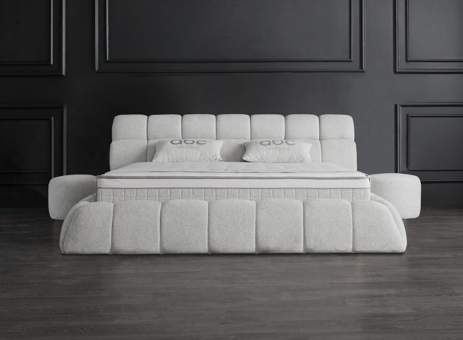 abc bedding Boxspringbett Komfortbett CLAUDI mit stilvollem Stoffbezug in cremebeige, Voll-orthopädisches Schlafsystem inklusive Bettkasten