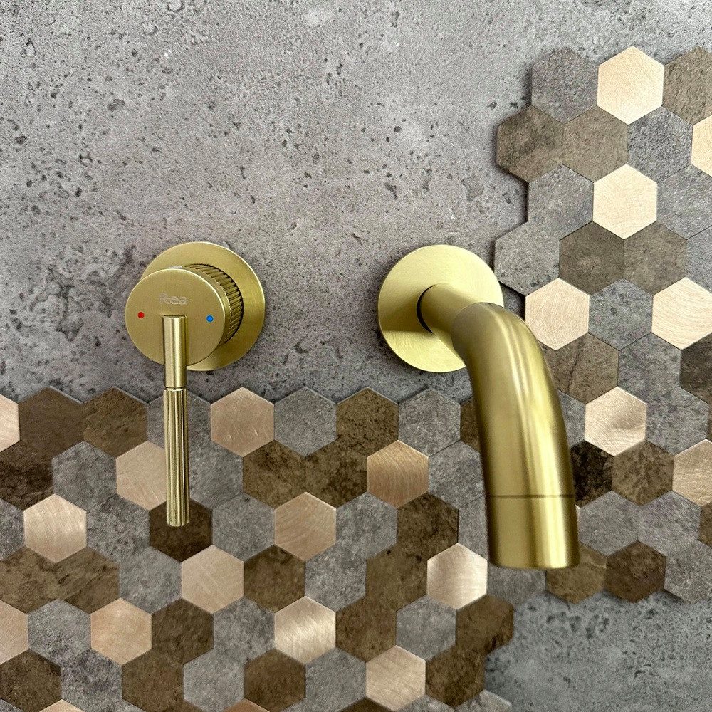 wohnwerk.idee Unterputzarmatur Wasserhahn Wandarmatur Unterputz Design Gold Kupfer Matt – Bild 4 von 5
