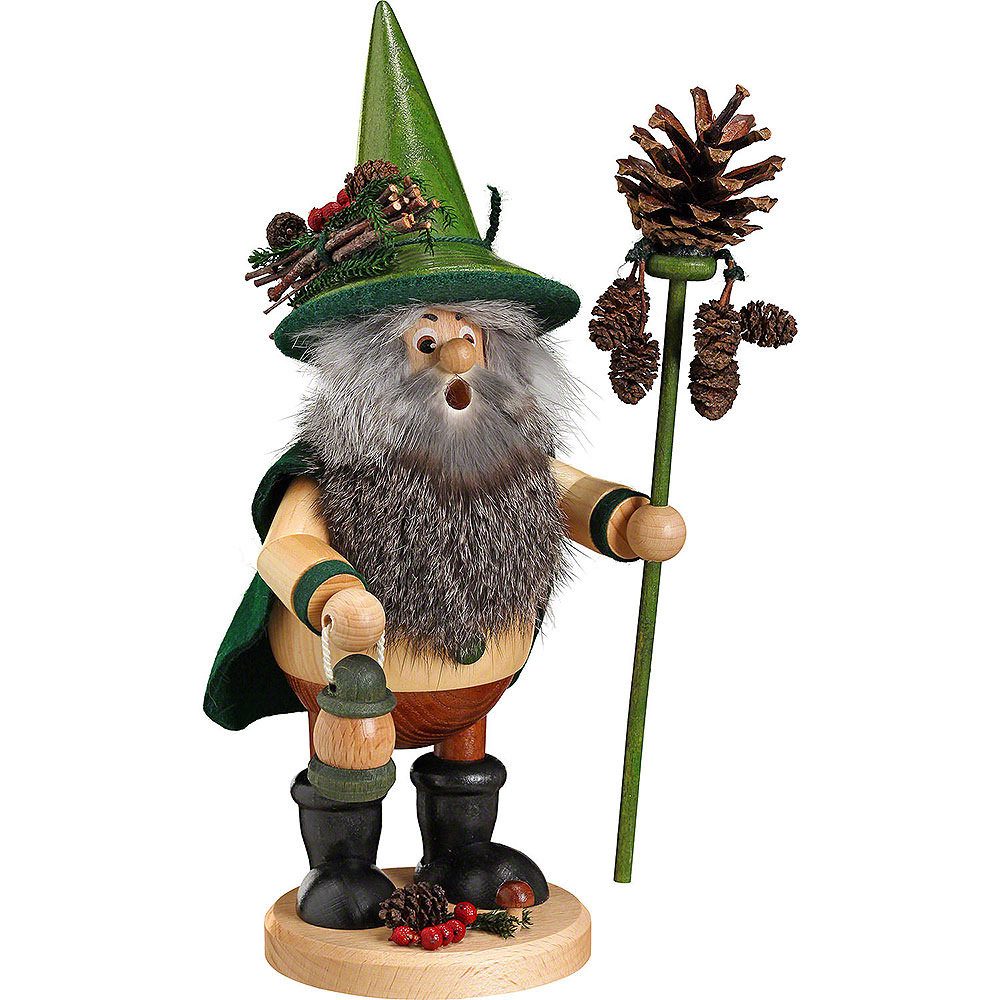DWU - Drechselwerkstatt Uhlig Räuchermännchen Waldwichtel Zapfensammler, grün (25cm) Räuchermann von Drechselwerksta