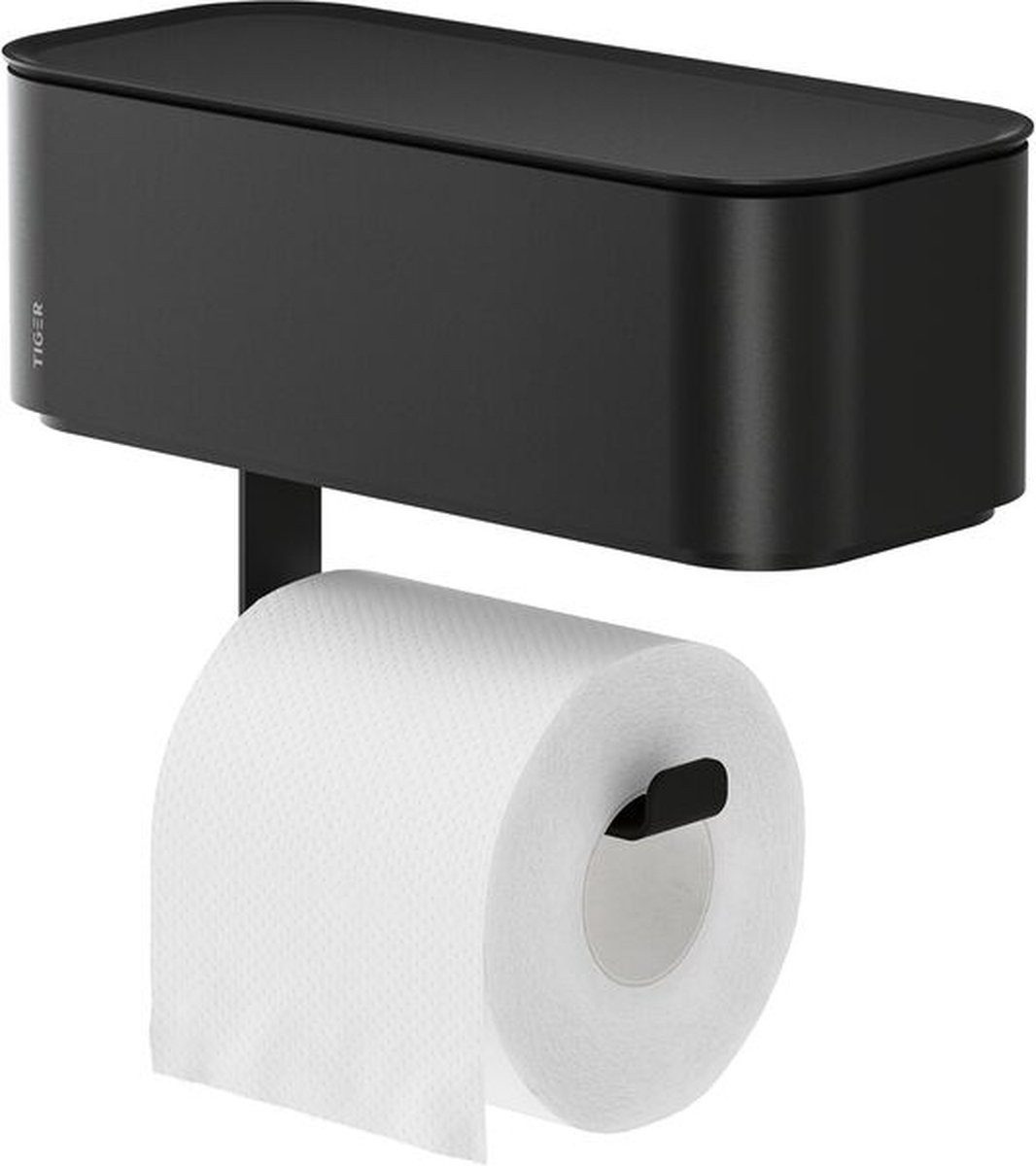 Tiger Toilettenpapierhalter 2-Store WC Rollenhalter mit Aufbewahrungsbox - Ohne Bohren - Schwarz (1-St), ohne Bohren