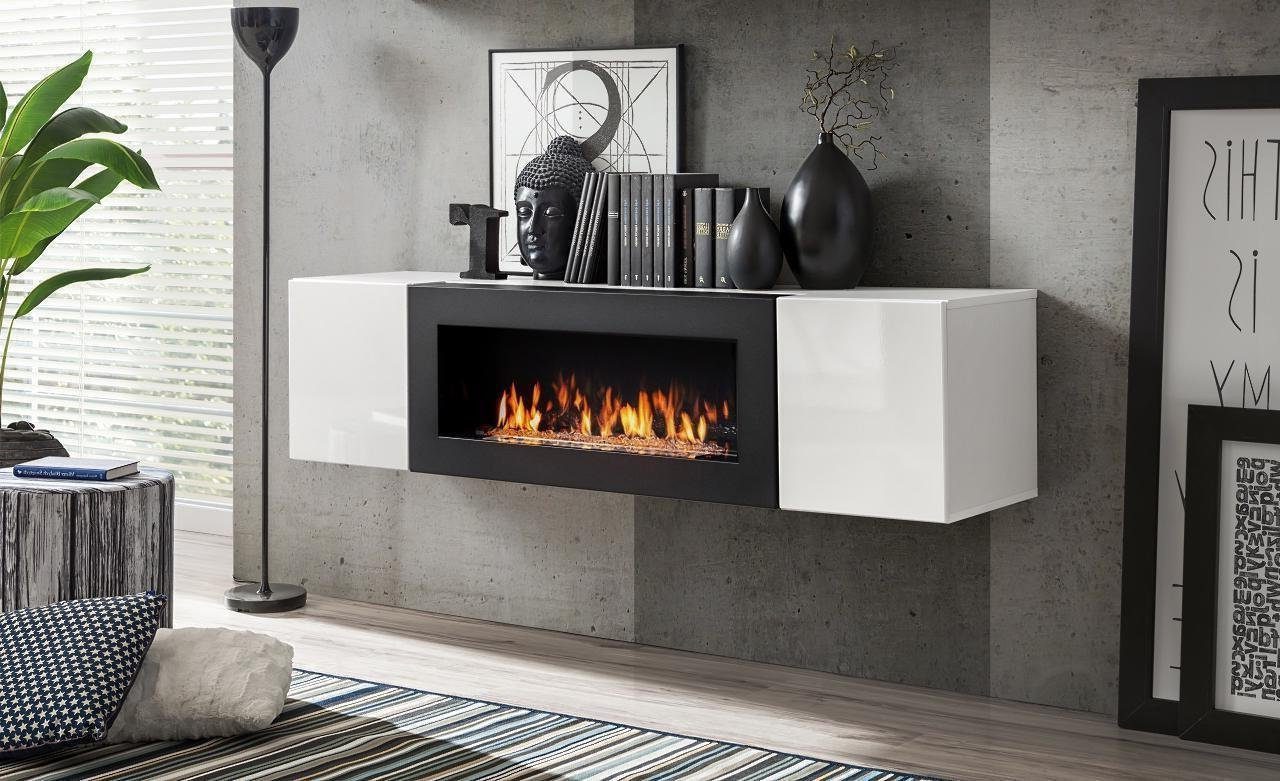 Xlmoebel Wohnwand Eleganter Wandkleiderschrank mit Kamin in edlem Design, Hergestellt in Europa