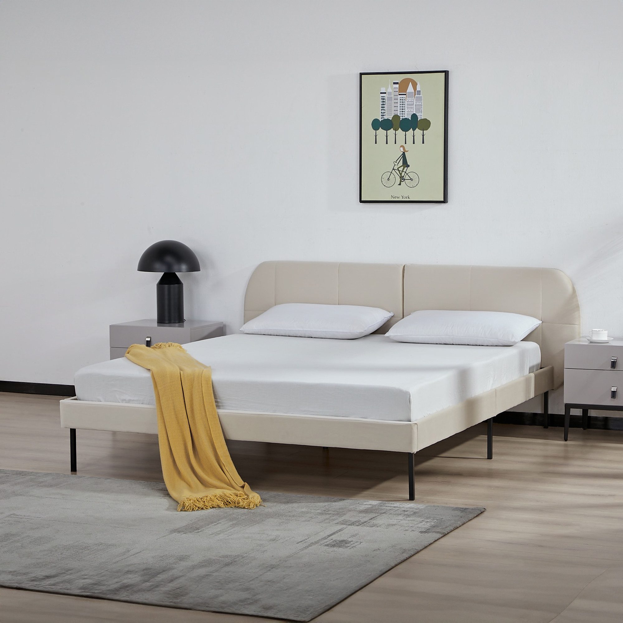 en.casa Polsterbett, »Porvoo« Samt 160 x günstig online kaufen