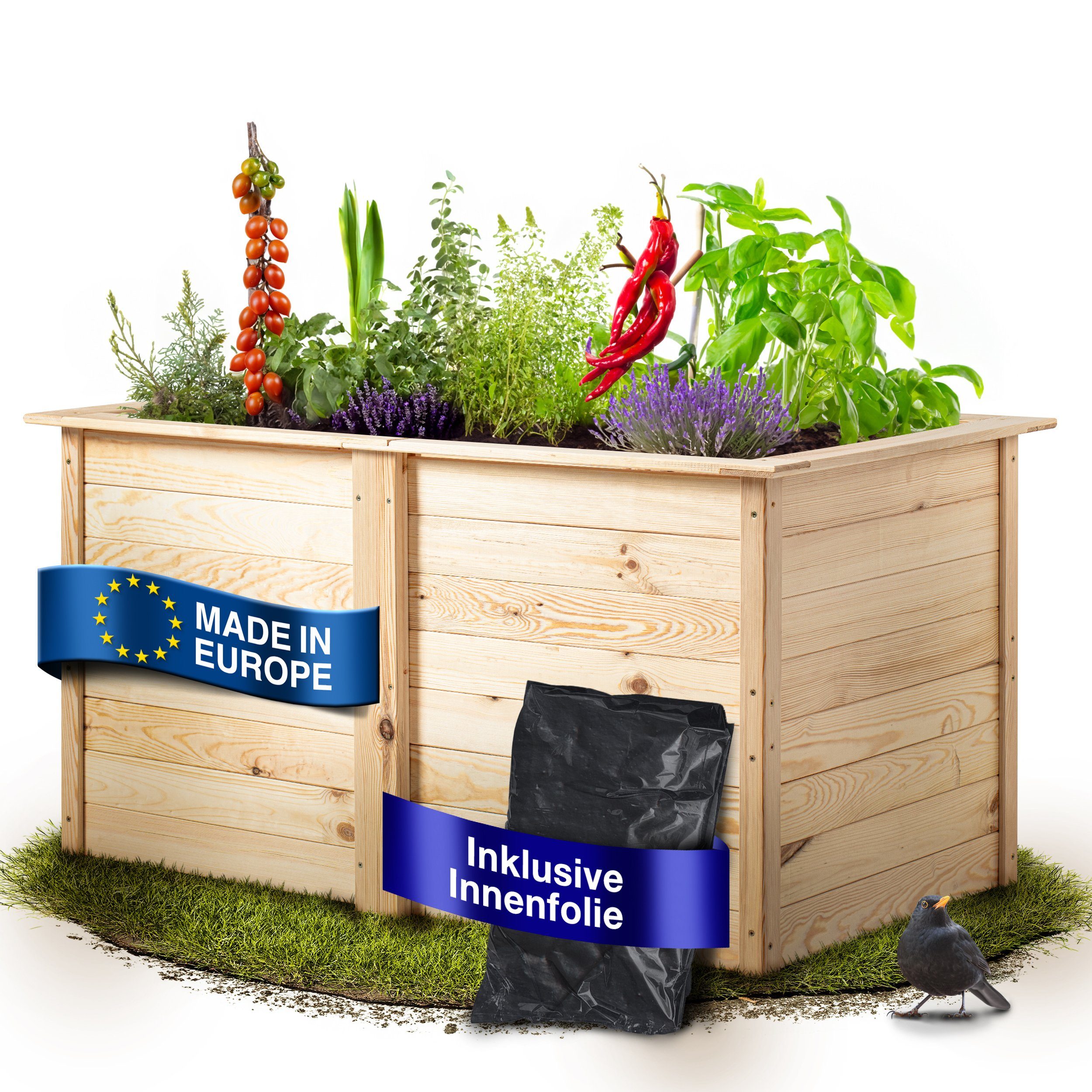 Rellinger Hochbeet Holz [OPTIMALER SCHUTZ VOR SCHÄDLINGEN] inkl