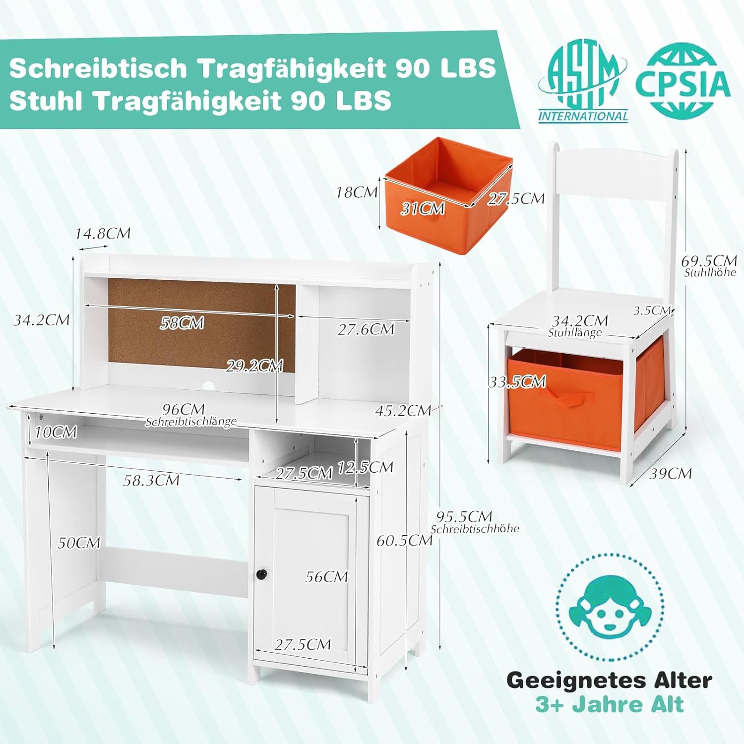 JOYLDIAS Kinderschreibtisch Kinder Schreibtisch mit Stuhl günstig online kaufen