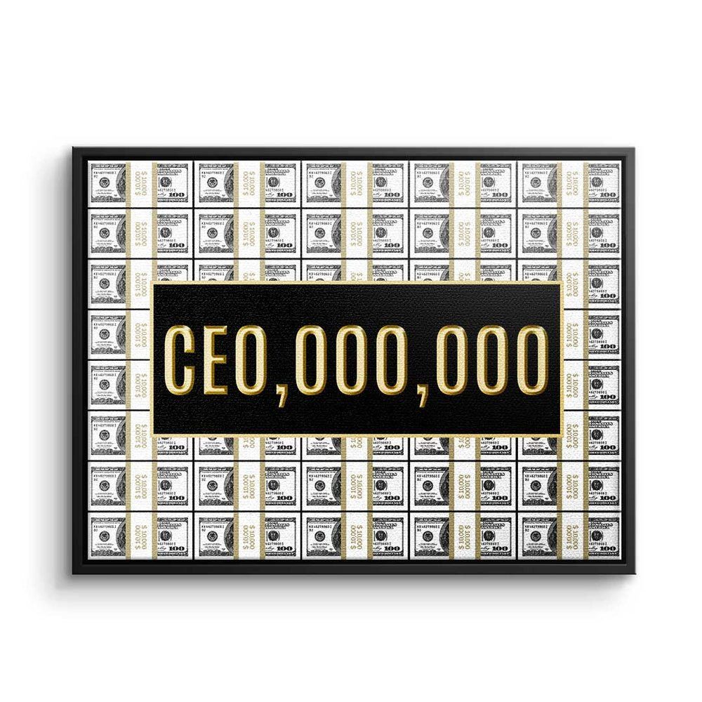 DOTCOMCANVAS® Leinwandbild, Premium Rahmen - goldener Leinwandbild - - Hustle - Büro Motivation CEO.000.000