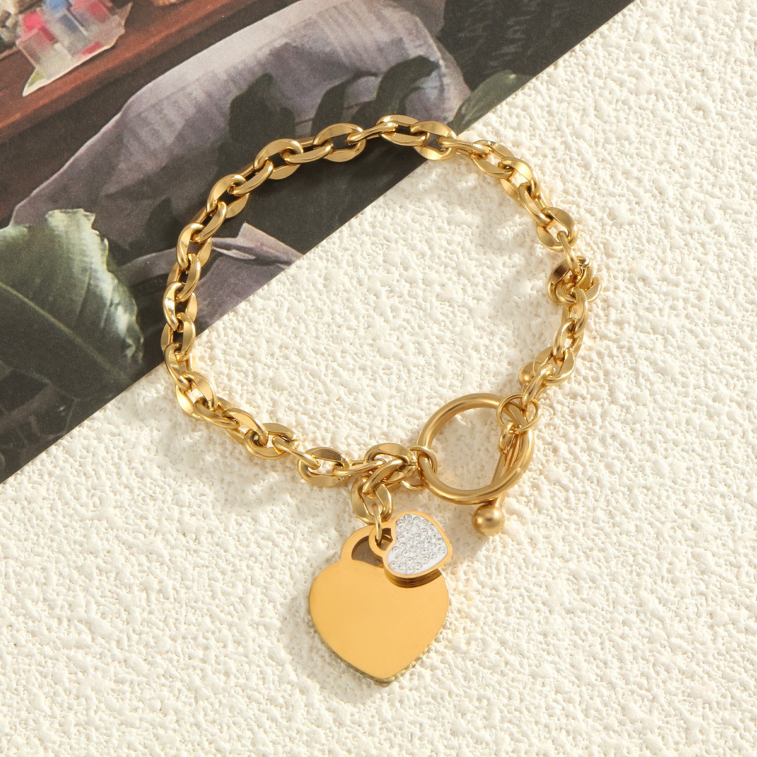 KARMA Edelstahlarmband Armband Charms Herzen Zirkonia Kristalle Edelstahl G günstig online kaufen