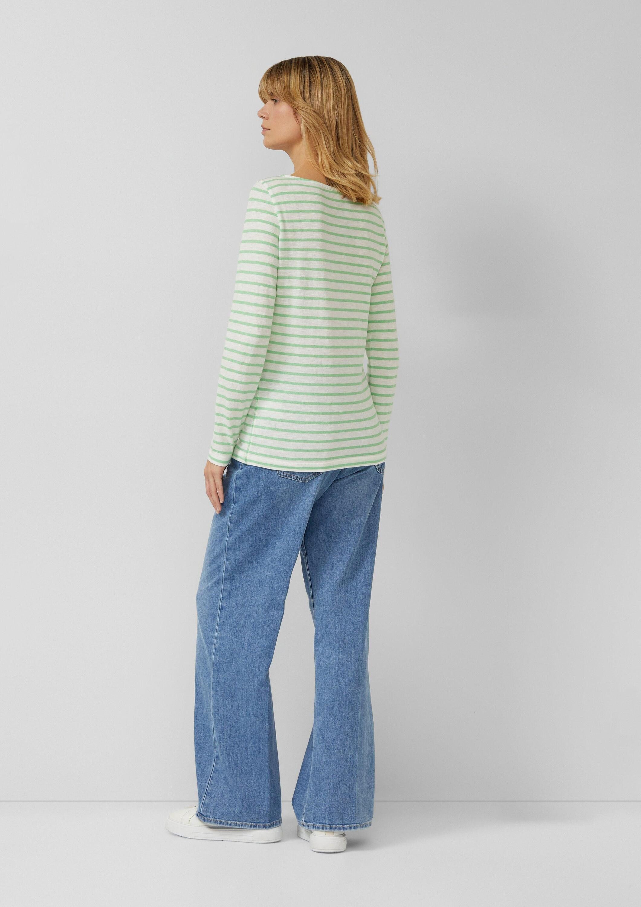 s.Oliver Langarmshirt T-Shirt Gestreiftes Langarmshirt aus Flammgarm mit U-Boot-Ausschnitt