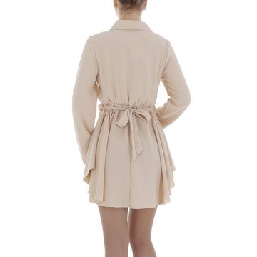Ital-Design Tunikakleid Damen Party & Clubwear Kette Chiffon Crinkle-Optik Kleid in Creme