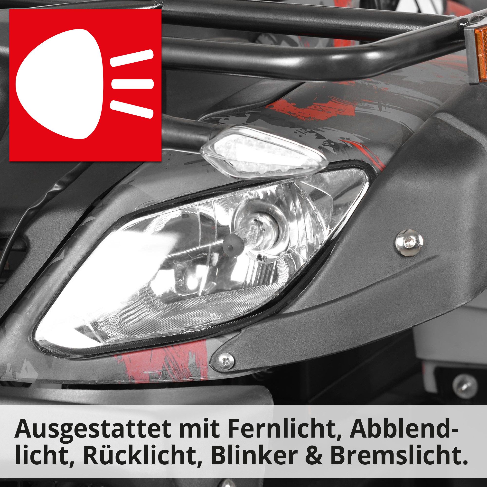 Hecht E-Quad with road approval 59399, 2200 W, 45 km/h, 72V/52Ah battery, tow bar, 74kg towing capacity