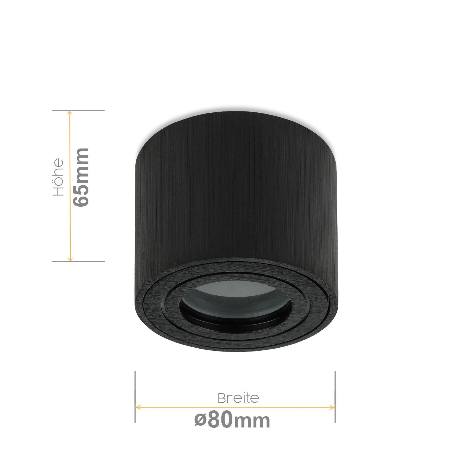 Sweet LED Aufbauleuchte 4er Set flach IP44 Aluminium Deckenspots rund für Bad & Küche schwarz, ohne Leuchtmittel, Aufbaustrahler LED, Aufbauspot, Deckenstrahler