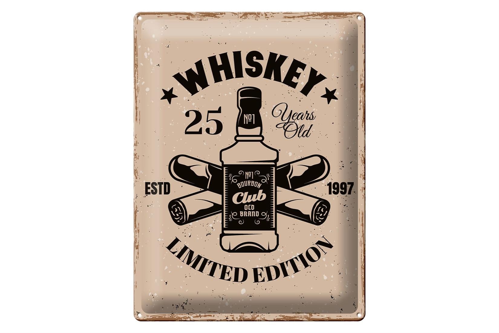 Metallschild Spruch Whiskey 25 years Limited Edition 30x40cm