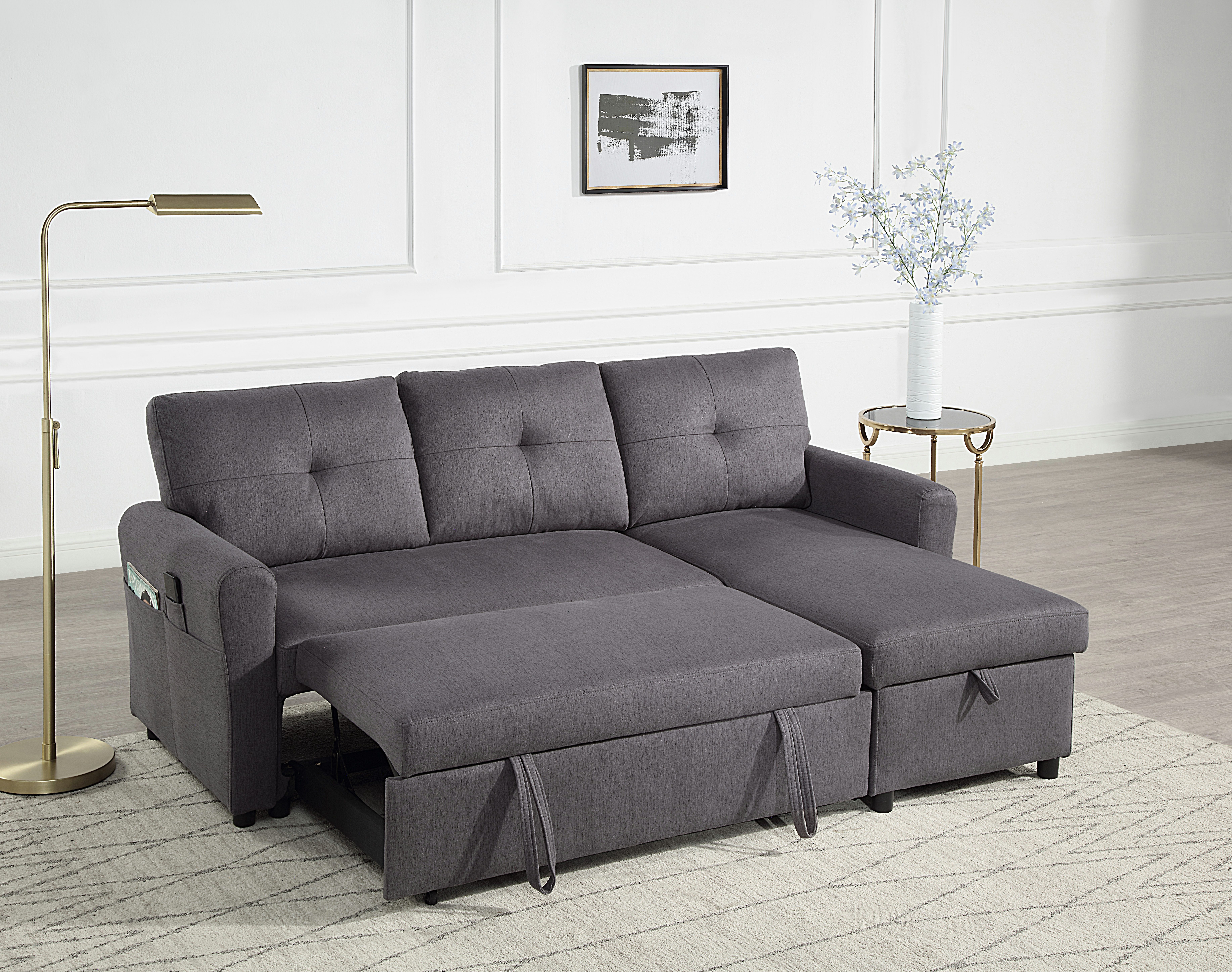 ATLANTIC home collection Schlafsofa "Gustavo L-Form, B: 199 cm", mit Bettfu günstig online kaufen
