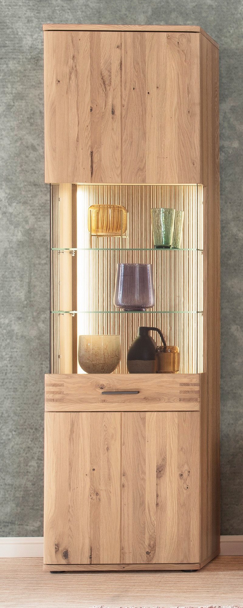 MCA furniture Vitrine Vitrine Salvador, Balkeneiche Bianco, ohne Beleuchtung