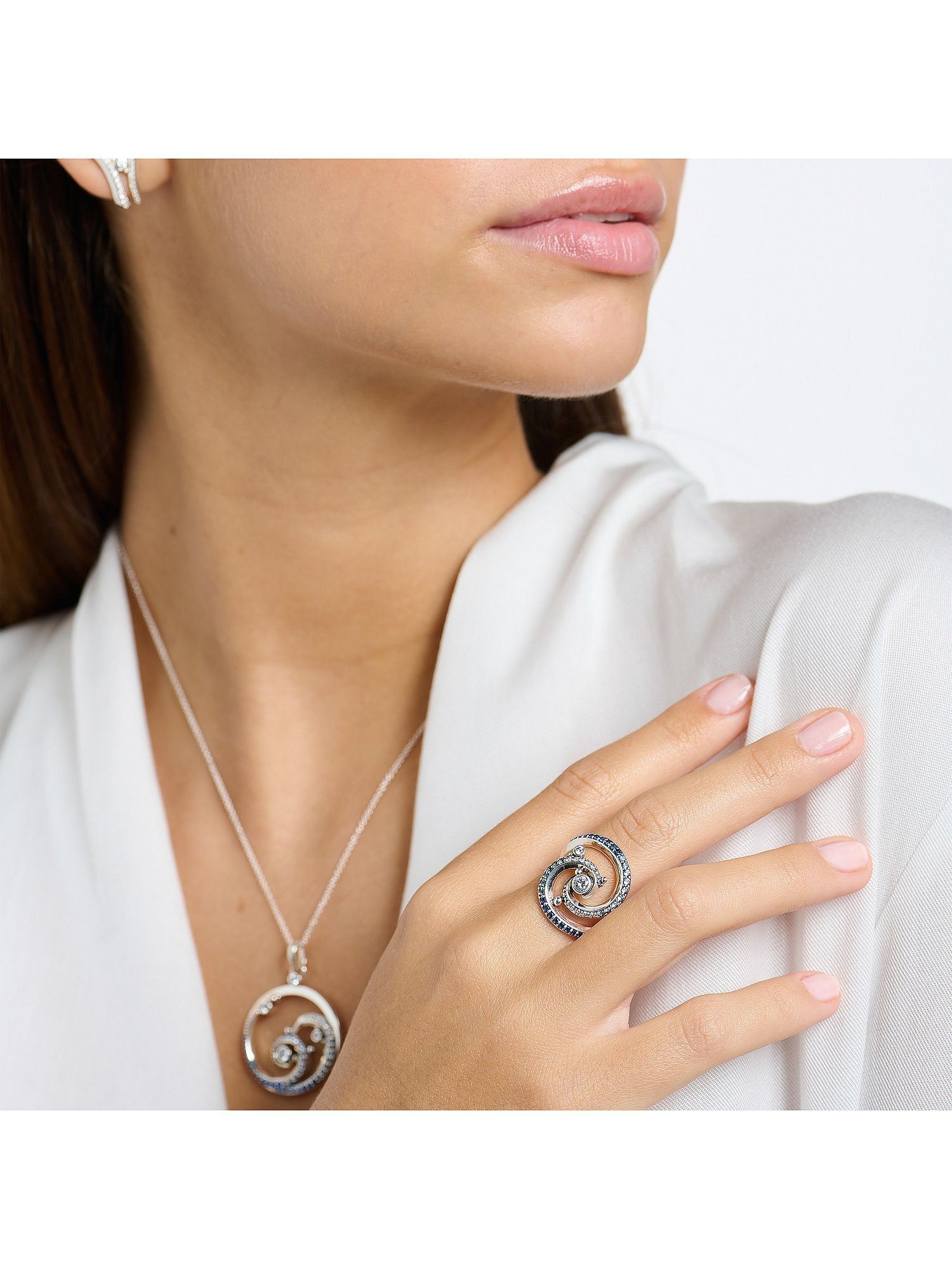 THOMAS SABO Fingerring Thomas Sabo Damen-Damenring 925er Silber Spinell, Spinell, synthetisch