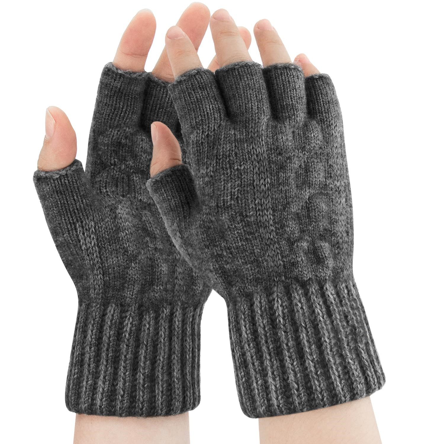 Strickhandschuhe Thermisch Fingerlose Handschuhe Weich Touchscreen Winterhandschuhe