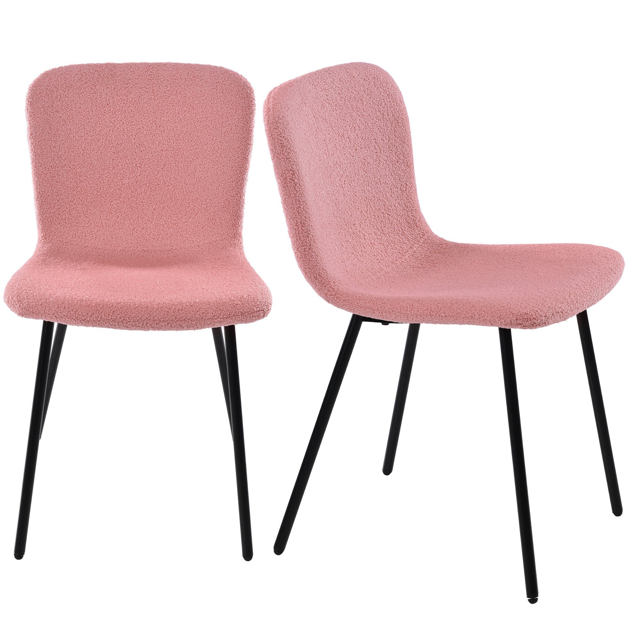 Sweiko Esszimmerstuhl (4er Set Polsterstuhl mit Sitz und Rücken gepolstert, 4 St), mit Rückenlehne, Sitzfläche aus Lamm Samt, Gestell aus Metall Rosa | Rosa | Stühle
